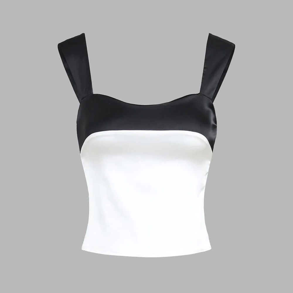 Two Tone Satin Tied Zippered Top size Small